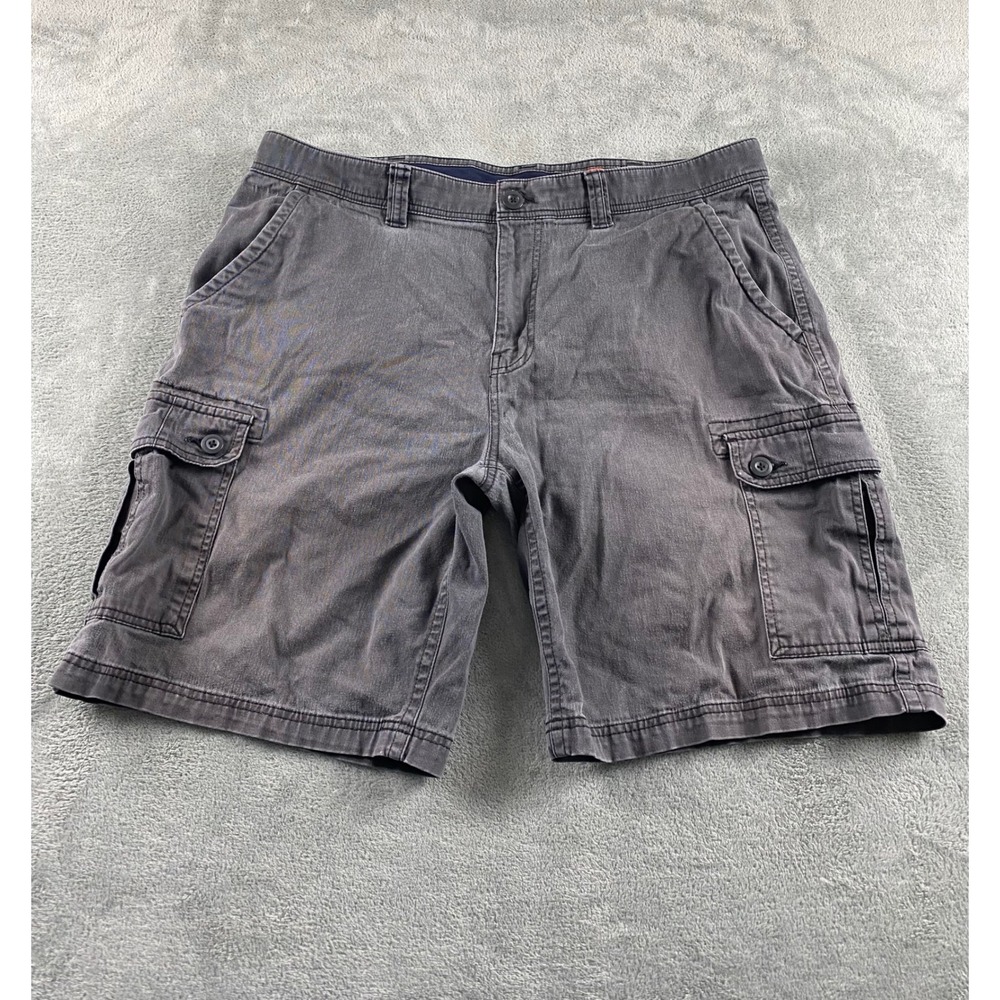 St Johns Bay Mens Charcoal Grey Comfort Stretch Cargo Shorts Sz 40 Cotton Blend